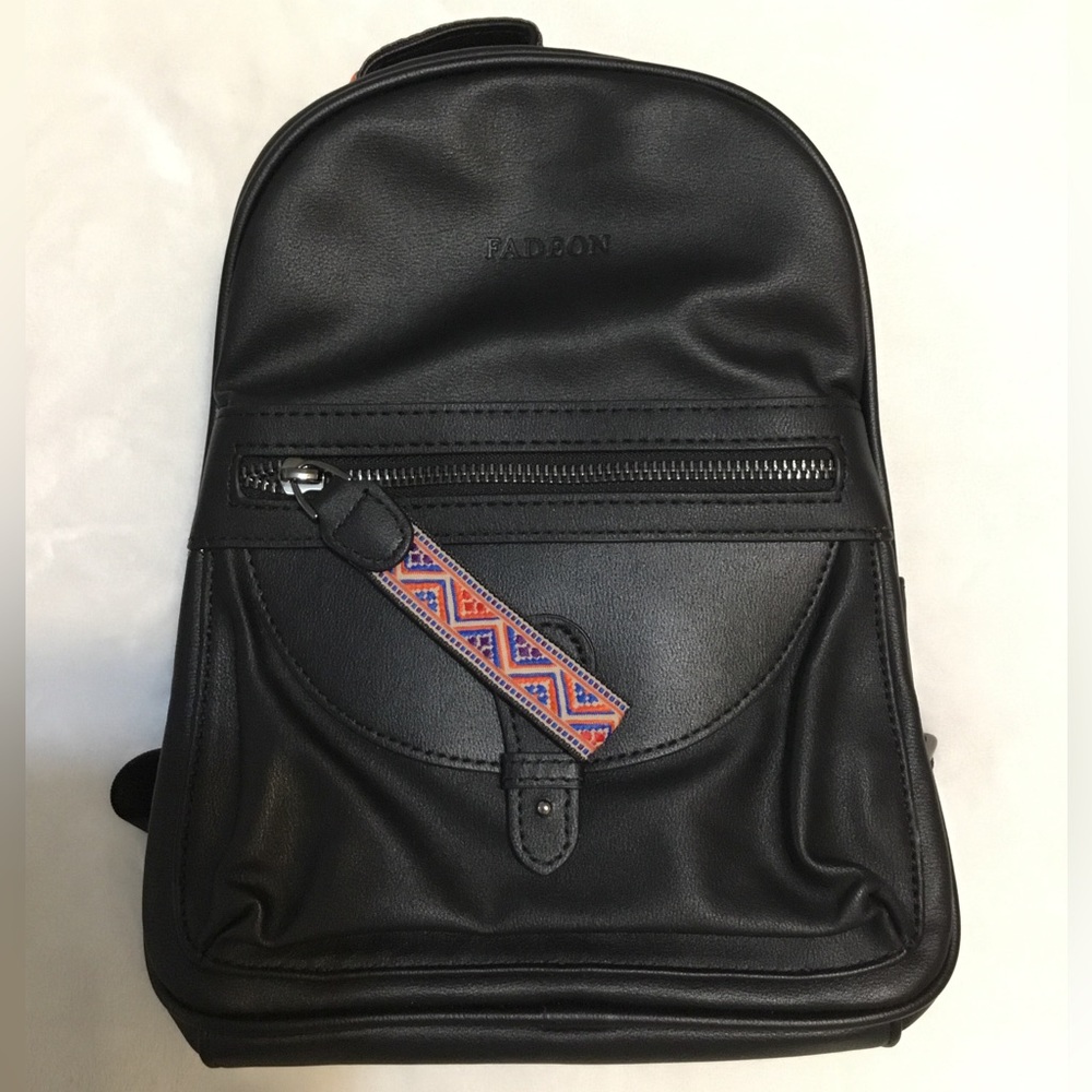 FADEON Black Mini Backpack Purse